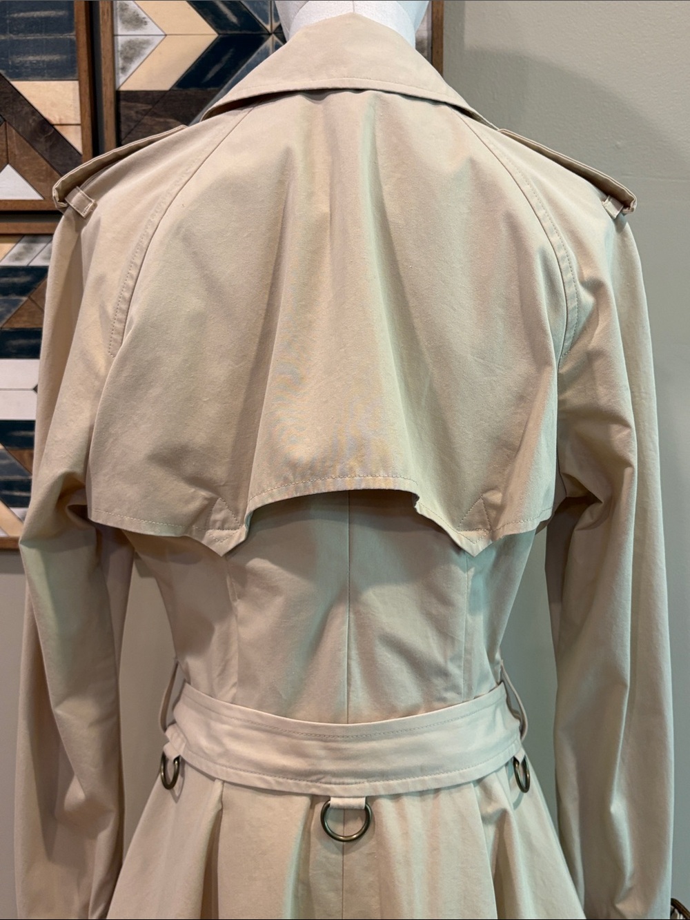 Vintage Ralph Lauren Tan Double-Breasted Flared Trench Coat size Large *As-Is* - Picture 6 of 15